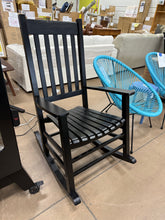 Vermont Porch Rocker Black Wood Outdoor Rocking Chair- new and assembled - small scratch - see pics please!
