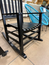 Vermont Porch Rocker Black Wood Outdoor Rocking Chair- new and assembled - small scratch - see pics please!