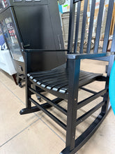 Vermont Porch Rocker Black Wood Outdoor Rocking Chair- new and assembled - small scratch - see pics please!