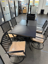 8-Piece Metal Outdoor Patio Dining Set with Beige Cushions and Umbrella! (NEW & ASSEMBLED!)