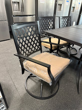 8-Piece Metal Outdoor Patio Dining Set with Beige Cushions and Umbrella! (NEW & ASSEMBLED!)