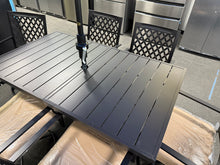 8-Piece Metal Outdoor Patio Dining Set with Beige Cushions and Umbrella! (NEW & ASSEMBLED!)