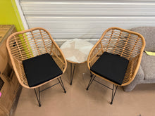 Winado 3-Piece Wicker Outdoor Bistro Set with Transparent Glass Table and Chair Seat Cushion! (NEW & ASSEMBLED)