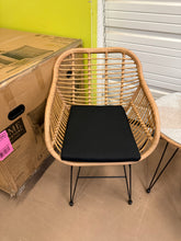 Winado 3-Piece Wicker Outdoor Bistro Set with Transparent Glass Table and Chair Seat Cushion! (NEW & ASSEMBLED)