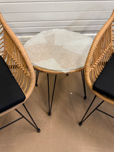 Winado 3-Piece Wicker Outdoor Bistro Set with Transparent Glass Table and Chair Seat Cushion! (NEW & ASSEMBLED)
