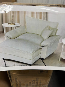 Oversized Black Chenille Soft Single Sofa Arm Chair with Ottoman and 1-Small Pillow for Bedroom and Living room! (NEW VACUUM SEALED IN BOX)