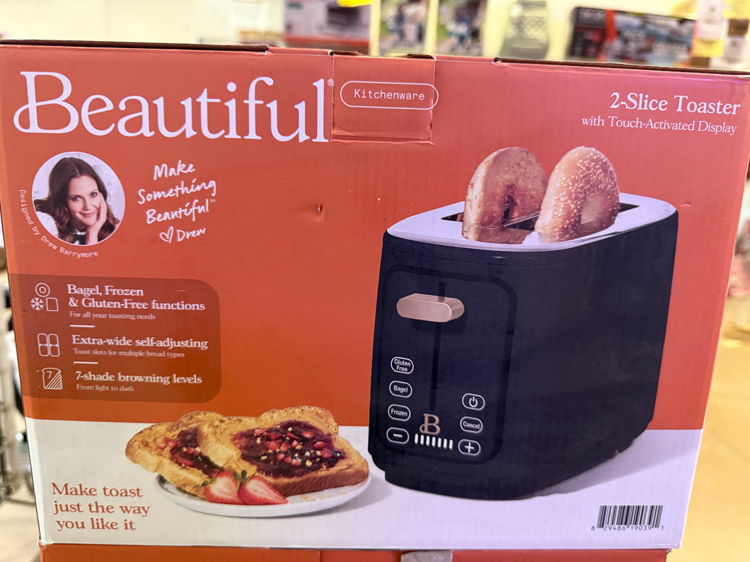 Beautiful 2 Slice Touchscreen Toaster, Black by Drew Barrymore- NEW IN BOX!!!