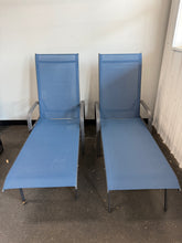Navy Blue 2-Pack Outdoor Adjustable Chaise Lounge Chairs with Breathable Mesh! (NEW & ASSEMBLED)