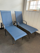 Navy Blue 2-Pack Outdoor Adjustable Chaise Lounge Chairs with Breathable Mesh! (NEW & ASSEMBLED)