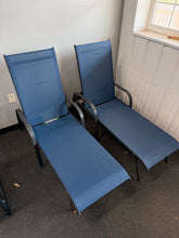 Navy Blue 2-Pack Outdoor Adjustable Chaise Lounge Chairs with Breathable Mesh! (NEW & ASSEMBLED)
