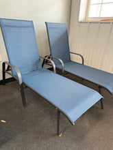 Navy Blue 2-Pack Outdoor Adjustable Chaise Lounge Chairs with Breathable Mesh! (NEW & ASSEMBLED)
