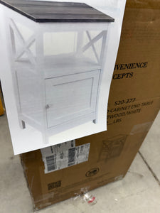 Oxford 16 in. Driftwood/White Standard Height Square Wood Top End Table with Storage Cabinet and Shelf, Set of 2! (NEW IN TWO BOX’S!)