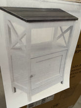 Oxford 16 in. Driftwood/White Standard Height Square Wood Top End Table with Storage Cabinet and Shelf, Set of 2! (NEW IN TWO BOX’S!)