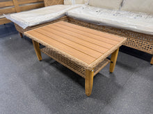 Brown 3-Piece Wood Outdoor Wicker Patio Conversation Sectional Seating Set with Beige Cushions! (NEW & ASSEMBLED)