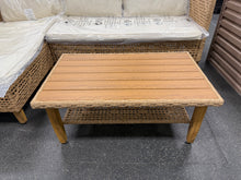 Brown 3-Piece Wood Outdoor Wicker Patio Conversation Sectional Seating Set with Beige Cushions! (NEW & ASSEMBLED)