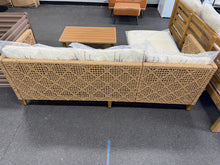 Brown 3-Piece Wood Outdoor Wicker Patio Conversation Sectional Seating Set with Beige Cushions! (NEW & ASSEMBLED)