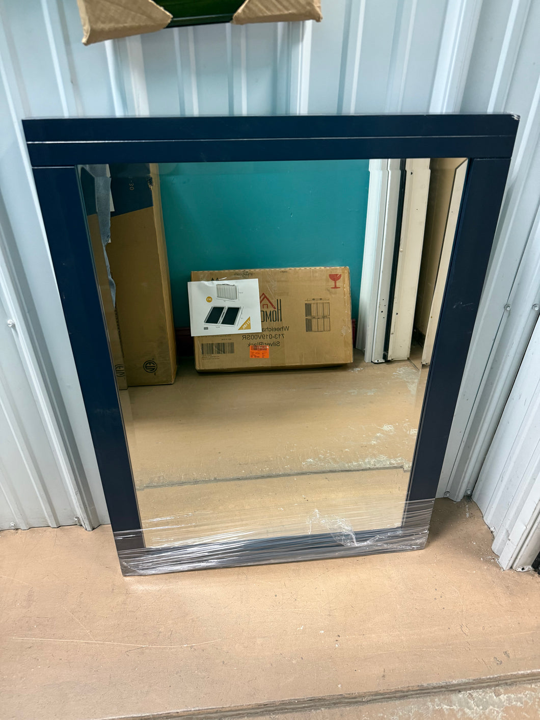 Home Decorators Collection Sturgess 27 in. W x 36 in. H Rectangular Wood Framed Wall Bathroom Vanity Mirror in Navy Blue!! NEW(MINOR SHIPPING DAMAGE)!!