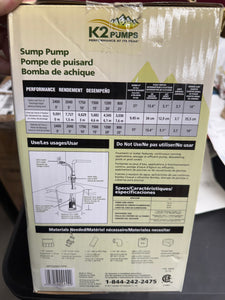 K2 Pumps 1/3-HP 115 -Volt 40-Gallon Thermoplastic Submersible sump pump!! NEW IN BOX!!