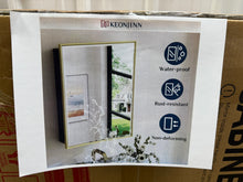 30 in. W x 32 in. H Rectangular Gold Metal Framed Beveled Surface Mount/Recessed Medicine Cabinet with Mirror!! NEW IN BOX!!
