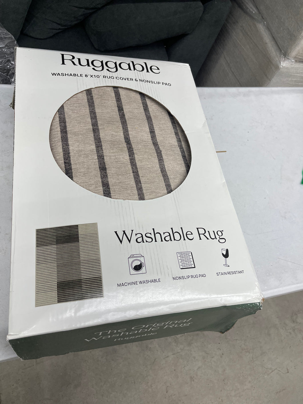 RUGGABLE AREA RUG 8' x 10' WASHABLE FLATWOVEN TWO-PIECE SYSTEM GRADASI NON-SLIP- new in box