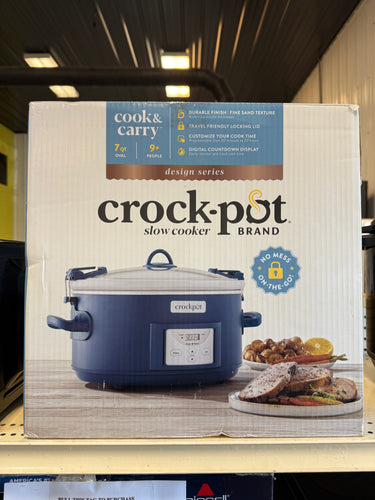 Crock-Pot 7qt Cook & Carry One Touch Programmable Slow Cooker Poseidon Blue: Locking Lid, Dishwasher-Safe Parts! (NEW IN BOX)