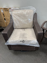 3-Piece Stylish Wicker Patio Swivel Chair Outdoor Rocking Chair Set with Thick Beige Cushions and Table! (NEW & ASSEMBLED)