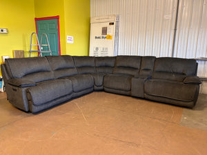 Redding 6-piece Fabric Power Reclining Sectional with Power Headrest! (NEW & ASSEMBLED)

-Brand new, but has one very small blemish on a cushion from shipping