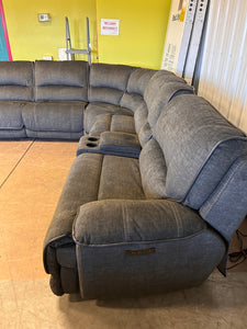 Redding 6-piece Fabric Power Reclining Sectional with Power Headrest! (NEW & ASSEMBLED)

-Brand new, but has one very small blemish on a cushion from shipping