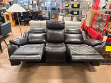 Harvey Leather Power Reclining Sofa with Power Headrests!! NEW AND ASSEMBLED - SCRATCHED ARM!)