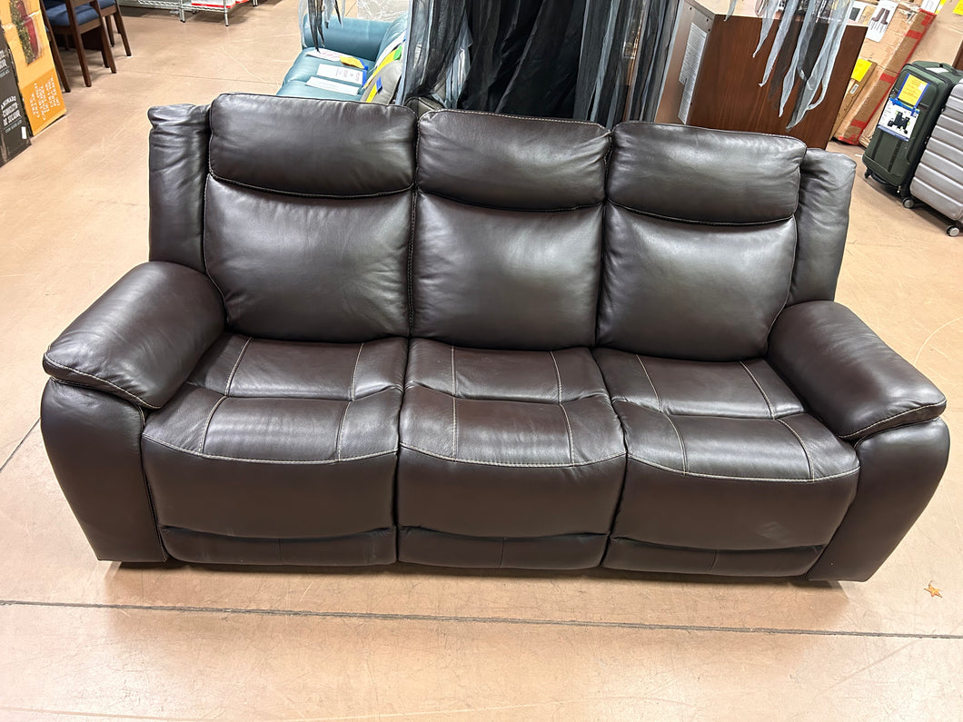 Harvey Leather Power Reclining Sofa with Power Headrests!! NEW AND ASSEMBLED - SCRATCHED ARM!)