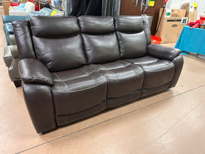 Harvey Leather Power Reclining Sofa with Power Headrests!! NEW AND ASSEMBLED - SCRATCHED ARM!)