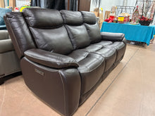Harvey Leather Power Reclining Sofa with Power Headrests!! NEW AND ASSEMBLED - SCRATCHED ARM!)
