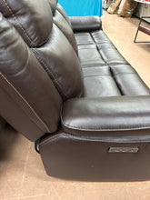 Harvey Leather Power Reclining Sofa with Power Headrests!! NEW AND ASSEMBLED - SCRATCHED ARM!)