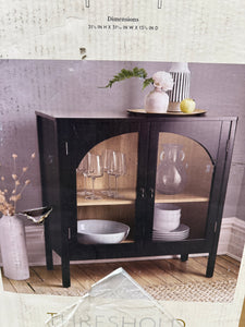 New Bedford 2 Door Accent Cabinet Black - Threshold: Elegant Storage, Pewter Hardware, Wood Veneer! (NEW IN BOX)