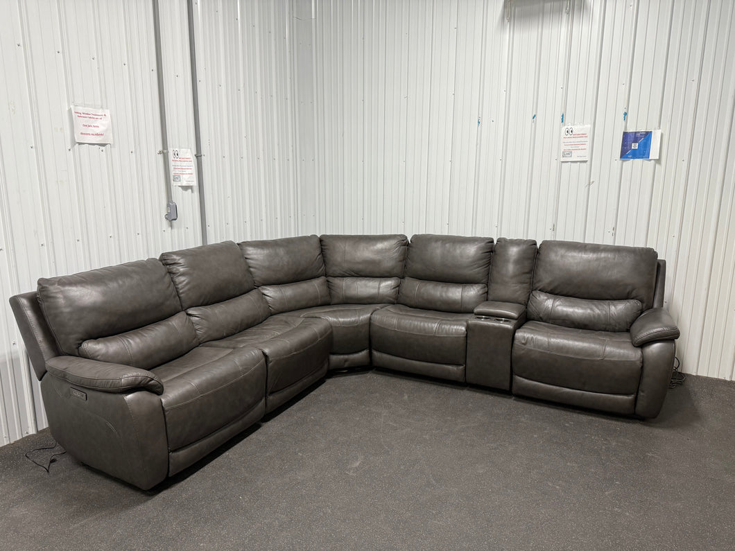 Wylder Leather Power Reclining Sectional with Power Headrests! (DEPARTMENT STORE RETURN - GREAT CONDITION - TWO CHAIRS HAVE RUB MARKS)