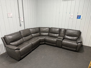 Wylder Leather Power Reclining Sectional with Power Headrests! (DEPARTMENT STORE RETURN - GREAT CONDITION - TWO CHAIRS HAVE RUB MARKS)