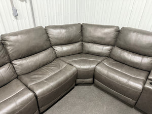 Wylder Leather Power Reclining Sectional with Power Headrests! (DEPARTMENT STORE RETURN - GREAT CONDITION - TWO CHAIRS HAVE RUB MARKS)