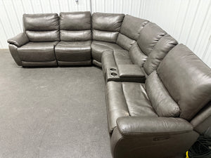 Wylder Leather Power Reclining Sectional with Power Headrests! (DEPARTMENT STORE RETURN - GREAT CONDITION - TWO CHAIRS HAVE RUB MARKS)