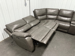 Wylder Leather Power Reclining Sectional with Power Headrests! (DEPARTMENT STORE RETURN - GREAT CONDITION - TWO CHAIRS HAVE RUB MARKS)