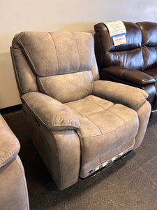 Barcalounger Fabric Power Glider Recliner with Power Headrest! (NEW - HAS A BLEMISH ACROSS THE BACK FROM SHIPPING, PHOTOS SHOWN)