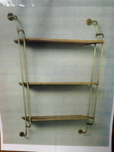 Wood & Brass Decorative 3-Tier Wall Shelf - Hearth & Hand™ with Magnolia: Farmhouse Style, Iron Frame! (NEW IN BOX)