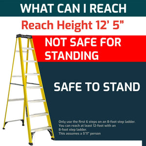 Louisville Ladder 8' Fiberglass Step Ladder, 12' Reach, 250 lbs Load Capacity! (NEW OUT OF BOX)