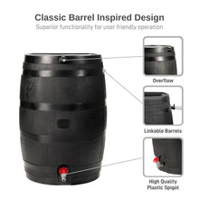 RTS Home Accents Polyethylene 50 Gallon Flat Back Eco Rain Barrel, Black Color! (NEW)
