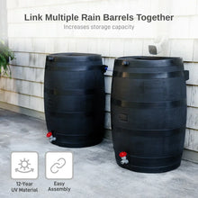 RTS Home Accents Polyethylene 50 Gallon Flat Back Eco Rain Barrel, Black Color! (NEW)