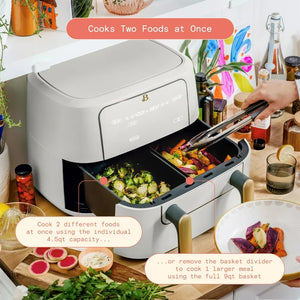 Beautiful 9QT TriZone Air Fryer, White Icing by Drew Barrymore! (NEW OUT OF BOX)