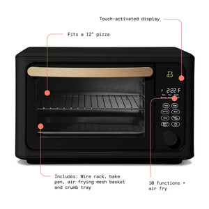 Beautiful 6 Slice Touchscreen Air Fryer Toaster Oven, Black Sesame by Drew Barrymore! (USED ONCE - LIKE NEW!)