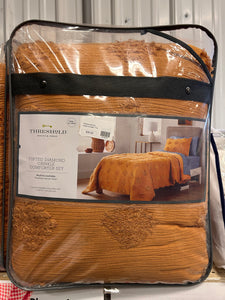 Tufted Diamond Crinkle Comforter & Sham Set - Threshold™,  Twin/Twin XL, Dark Gold- NEW IN BAG!