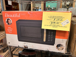 Beautiful 1.1 Cu ft 1000 Watt, Sensor Microwave Oven, Sesame Black by Drew Barrymore, New!