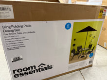 Room Essentials 6-Piece Metal Outdoor Dining Set and Umbrella, Black! (NEW IN BOX)