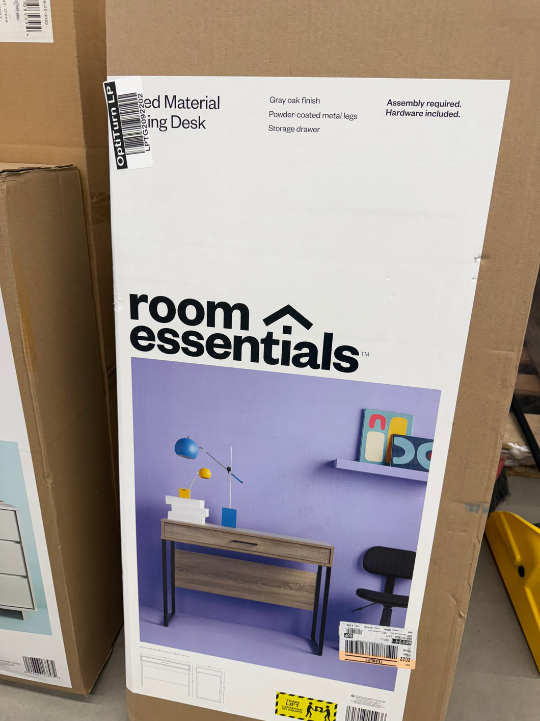 Mixed Material Writing Desk Gray, Room Essentials! (NEW IN BOX)